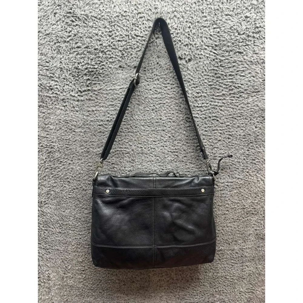 Fossil Maddox Long Live Vintage 1954 Leather Laptop Messenger Bag Black‎